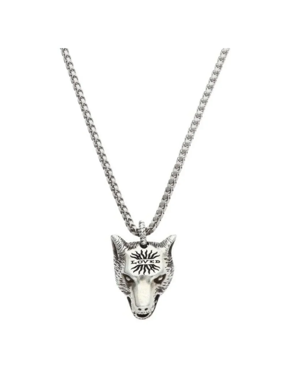 Gucci Anger Forest Wolf Necklace Silver